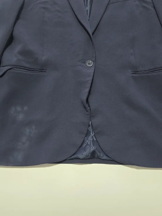 MICHAEL KORS Navy One Button Mensy Blazer Long Sleeve Front Button Size 16 - Picture 3 of 13